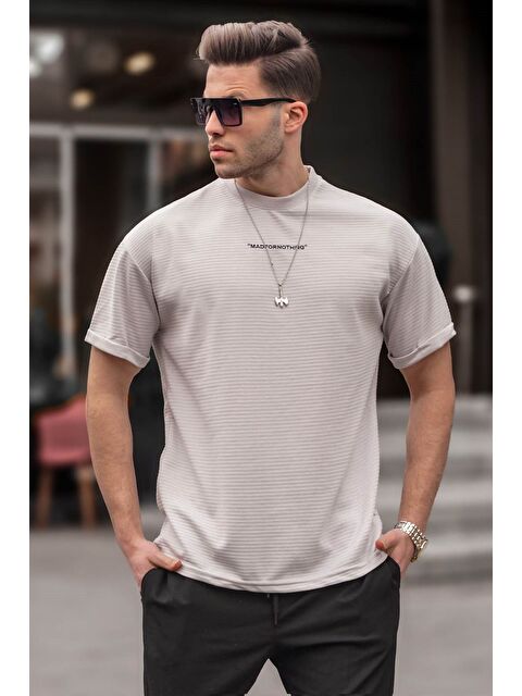 Madmext Boyalı Gri Elastanlı Basic Erkek %100 Pamuk Tişört 6060 - S000015963-22875