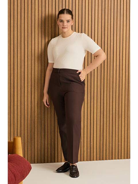 AKER Kahverengi Beli Lastikli Dokuma Pantolon - S000479972-19413