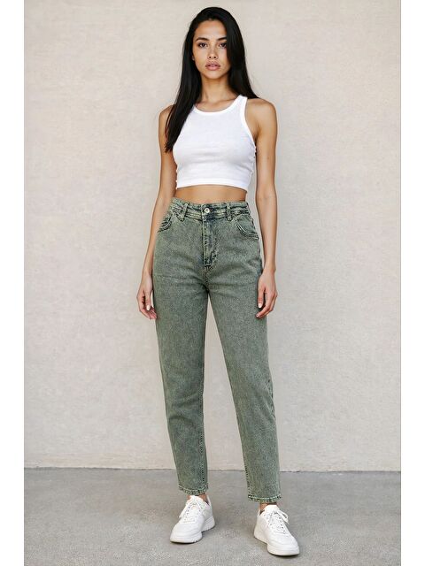 carla10 Kadın Yüksek Bel Taşlanmış Jean - S000504850-21164