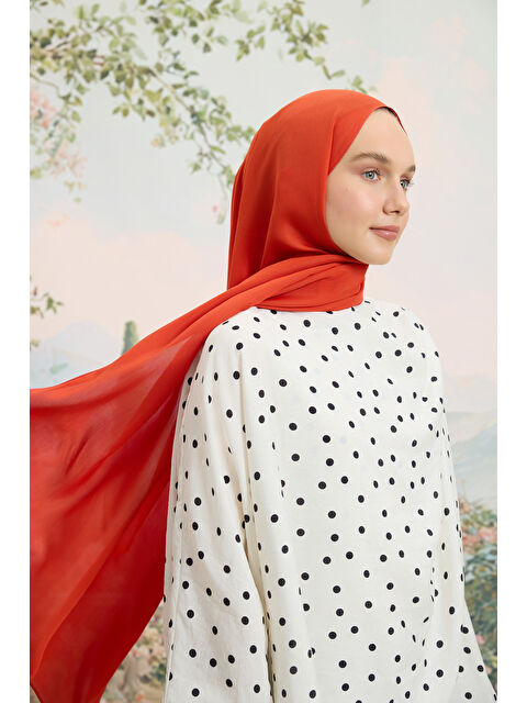 QEF Floş Viskon Düz Şal Orange