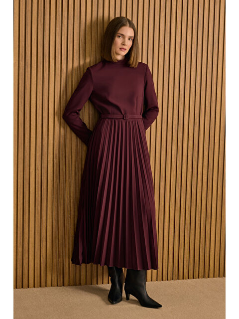 AKER Bordo Piliseli Elbise - S000488908-19951