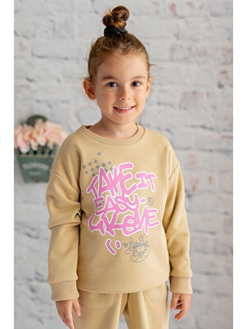 ZEYLAND Kız Çocuk Pembe Yazı Baskılı Sweatshirt - S000367147-19928