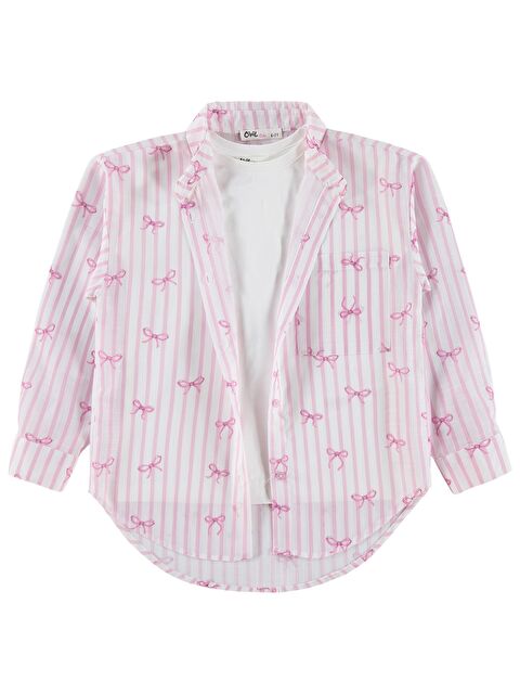 Civil Girls Fiyonk Baskılı 6-9 Yaş Gömlek - Pembe
