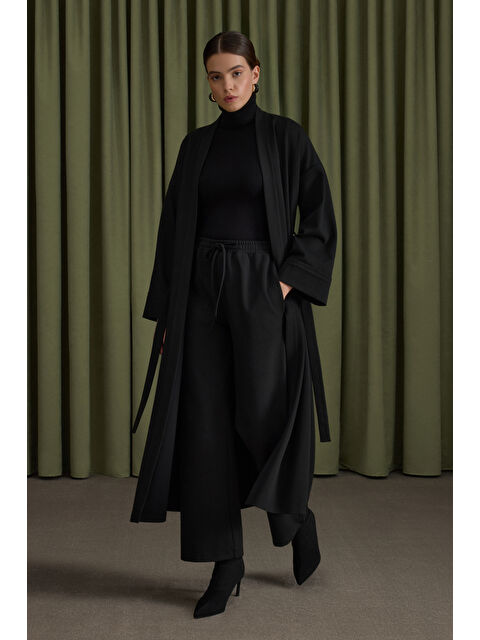 AKER Siyah Beli Lastikli Viscon Örme Pantolon - S000488915-19351