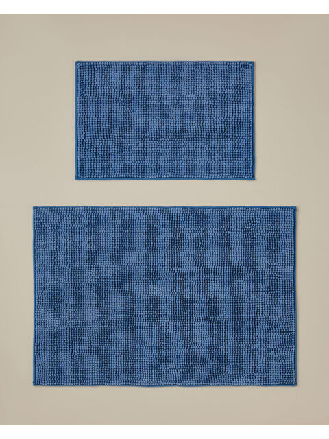 English Home Macaroni Kaydırmaz Taban Banyo Paspası Seti 60x90 + 40x60 cm Mavi - S000508668-17234