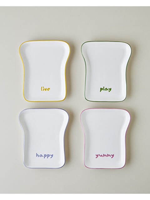 English Home Joyfull Seramik 4'lü Pasta Seti 19 cm Renkli - S000508671-10231