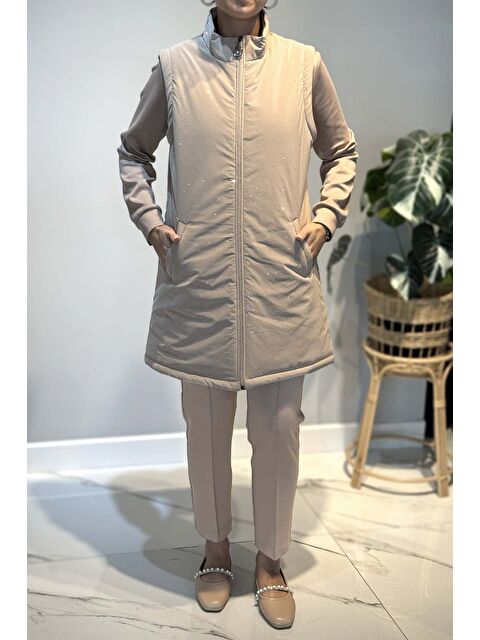 Remsa Taş Detay Kapitone Yelekli 3'lü Takım 25143 Bej - S000463855-19928