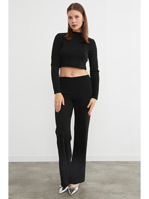 Fullamoda Beli Lastikli Taşlı Ve Simli Palazzo Pantolon - S000469639-19351