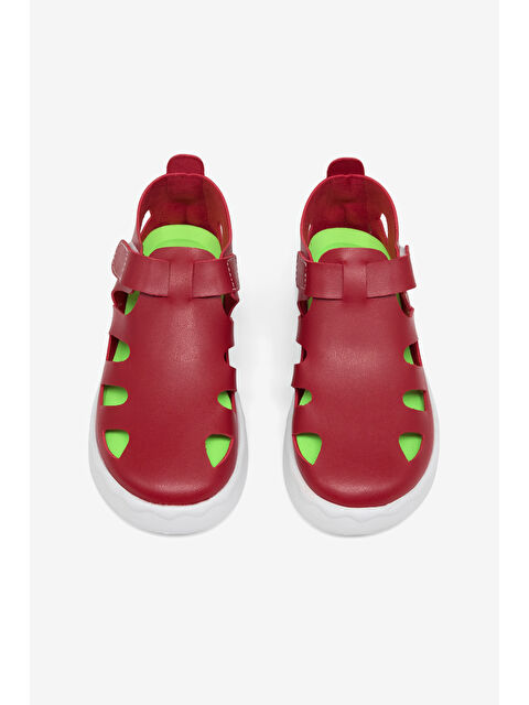 TONNY BLACK Çocuk Unisex Kırmızı Hafif Tabanlı Rahat Cırtlı Sandalet