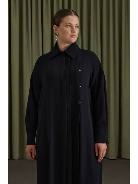 AKER Siyah Koza Logolu Elbise - S000488924-19351