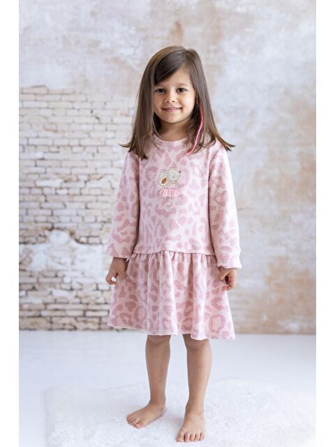 MİNİNİO Kız Bebek Çanta Aksesuarlı Jakarlı Elbise - Pembe - S000362833-20024