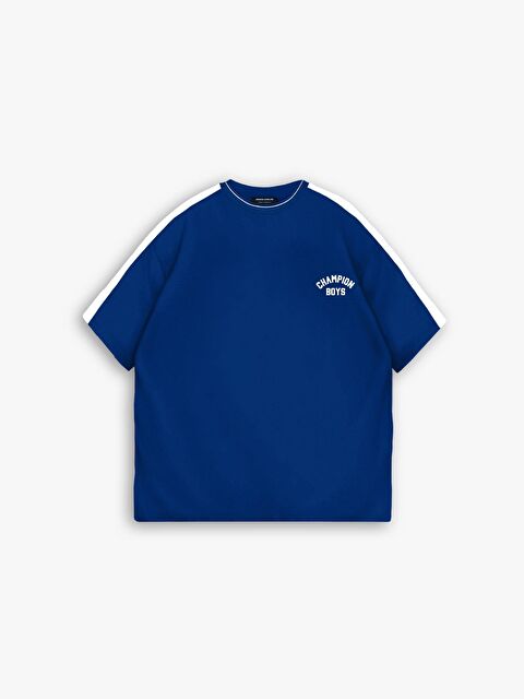 Abluka Online Erkek Oversize 'Champion Boys' Baskılı Tişört Mavi - S000163488-17234