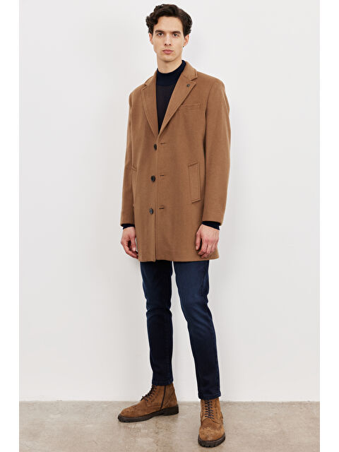 Altınyıldız Classics Erkek Camel Standart Fit Normal Kesim Mono Yaka Yünlü Palto - S000403032-4557