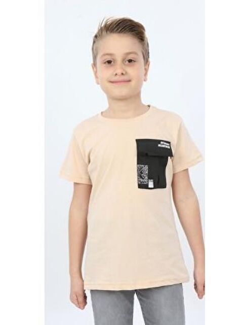 Toontoykids Erkek Çocuk Göğsü Cepli Yazı Baskılı Tişört - S000417876-19928