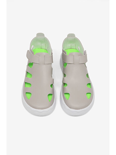 TONNY BLACK Çocuk Unisex Gri Hafif Tabanlı Rahat Cırtlı Sandalet