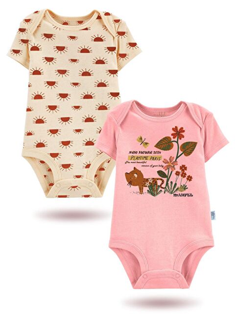 Mahfel 2'Li Organik Baskılı Kısa Kollu Unisex Bebek Çıtçıtlı Body - S000177638-7152