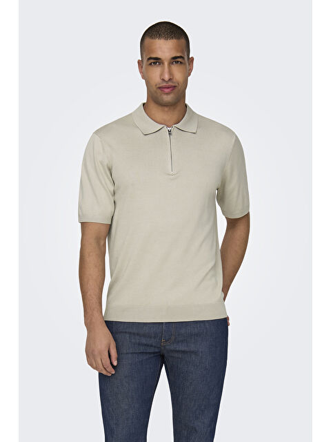 Only&Sons Onswyler Regular Fit Yarım Fermuarlı Polo Yaka Tişört 22028606 - S000375657-19927