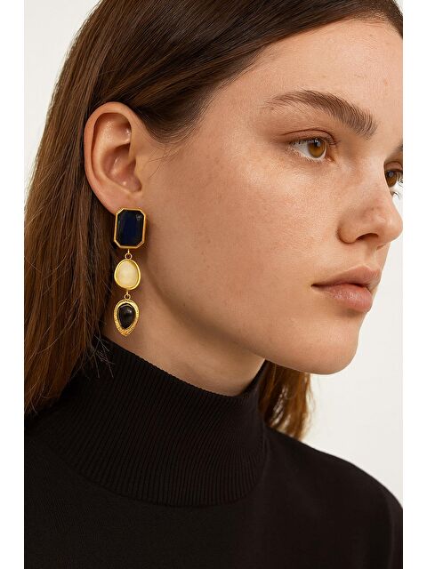 New Obsessions Akrilik Sallantılı 3 Taşlı Küpe - S000496257-19351