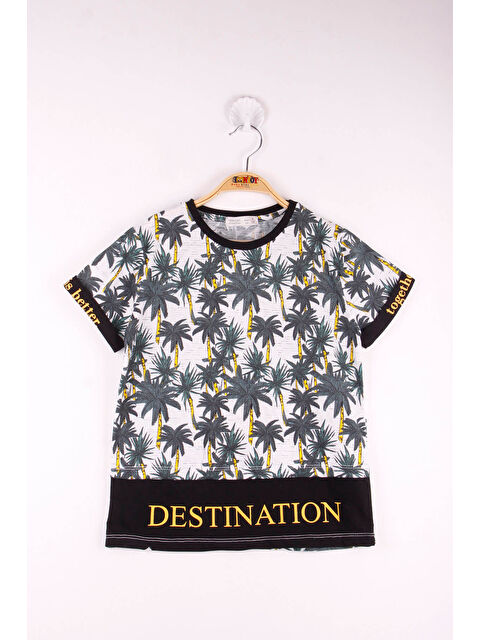 Toontoykids Erkek Çocuk Palmiye Desenli Garnili Tişört - S000267967-19351