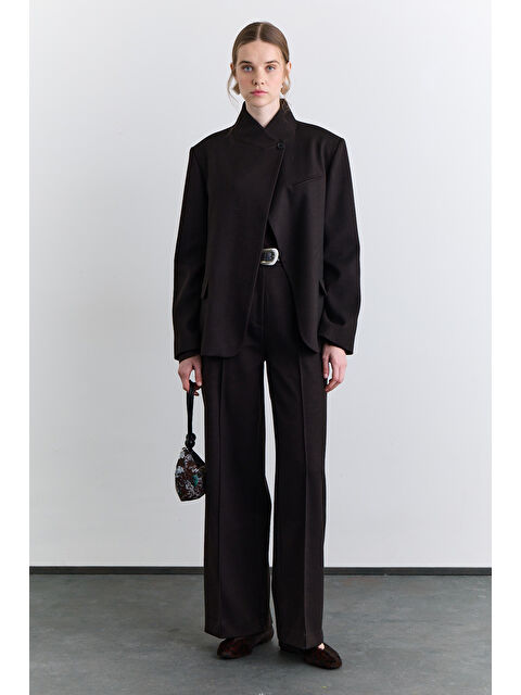 Manuka Klasik Pileli Kumaş Pantolon Kahverengi - S000504861-19413