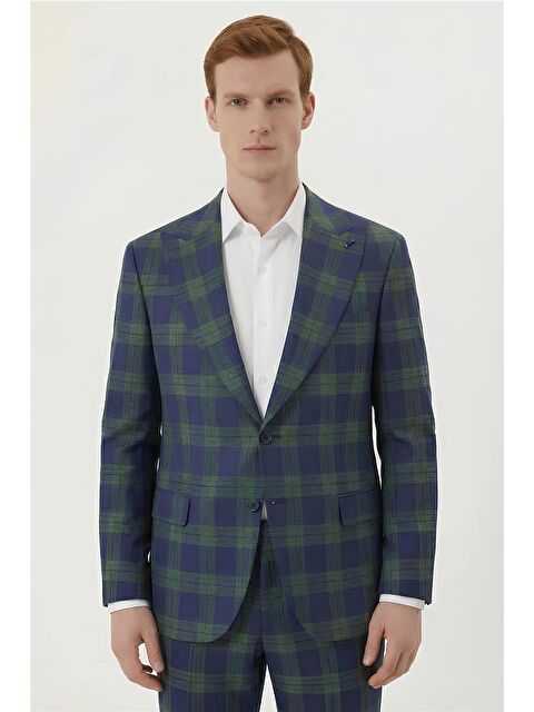 Sabri Özel Giotelli Yeşil 6 Drop Polyester Viskon Karışımlı Erkek Takım Elbise Prnt - S000524032-18194