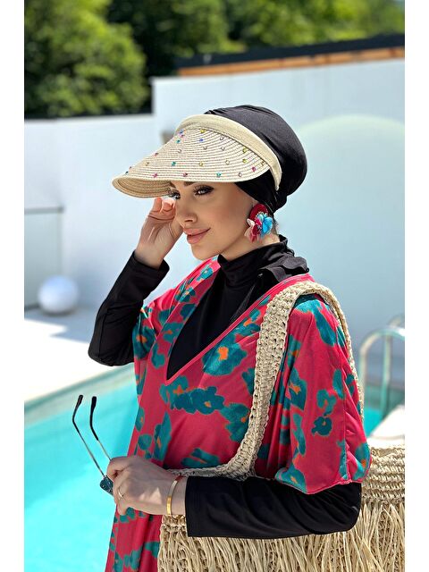 Remsa Mayo Taşlı Vizör Hasır Şapka Güneş Koruyucu Siperlik RŞ-100 Bej - S000216606-19928