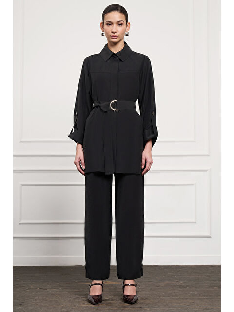 Nuss Kemer Detay Pantolonlu Takım 1050 Siyah - S000386137-19351