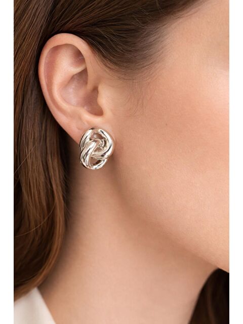 New Obsessions Gümüş Renk Zincir Detaylı Çelik Küpe - S000496297-18105