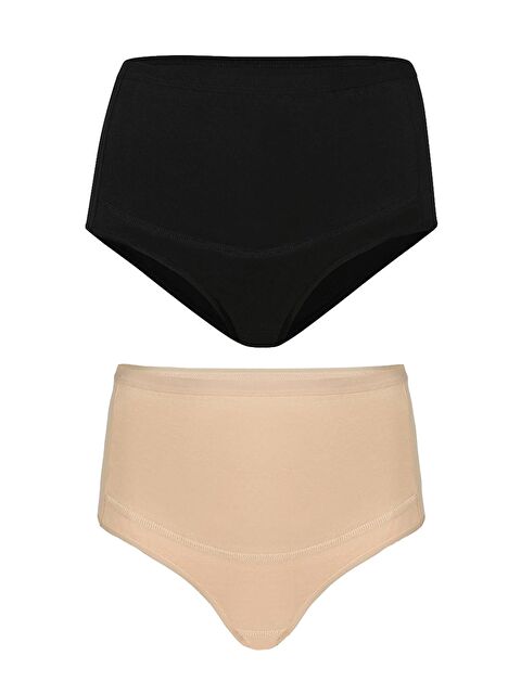 Kompedan 2'li Pamuklu Elastanlı Yumuşak Esnek Süprem Hamile Lohusa Yüksek Bel Bato Külot - S000225588-37423