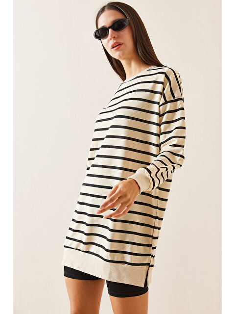 Xhan Siyah Bisiklet Yaka Çizgili Sweatshirt 5YXK8-48917-02 - S000272561-19351