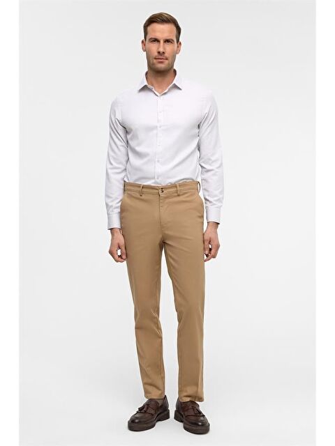 Süvari Bej Regular Armürlü Pantolon