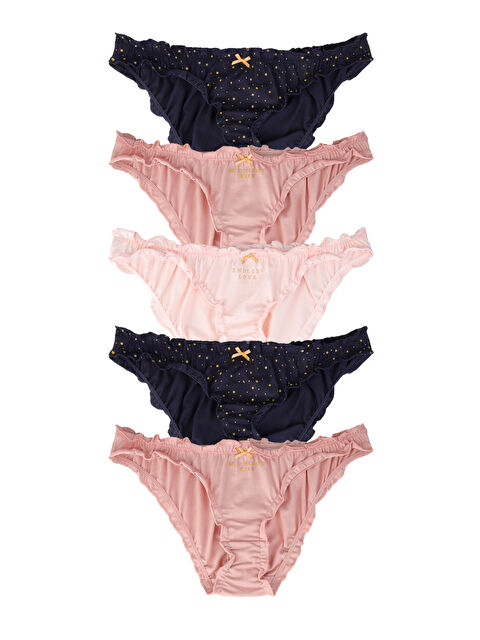 Dominant Kadın Fırfırlı Pamuklu Slip Külot 5'li Paket - S000504866-23173