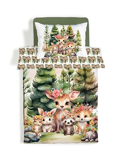 Evmila Sevimli HDesenli Çarşafsız 2'li Takım Baskılı Tek Kişilik Nevresim Takımı 160x220 cm - S000164178-23173