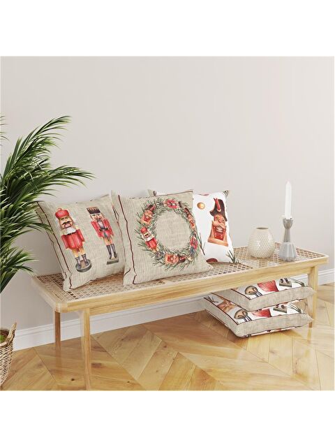 Evmila 4 lü Yılbaşı Temalı Kadife Kırlent Kılıfı 43x43 cm 4lü Set - S000285291-23173