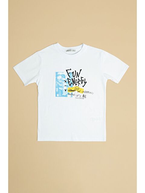 Fullamoda Fun Energy Baskılı Bisiklet Yaka Erkek Çocuk Tişört