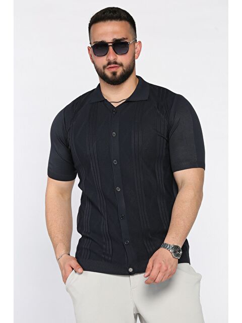 Mishar İtalia Erkek Desenli Kısa Kol Triko Gömlek - S000399960-21164