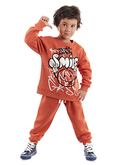 Denokids Just Smile Erkek Çocuk Kiremit Eşofman Takımı - S000276170-20045