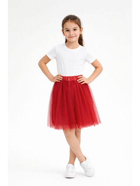 Cansın Mini Kırmızı Kız Çocuk Esnek Bel Tütü Etek 23849