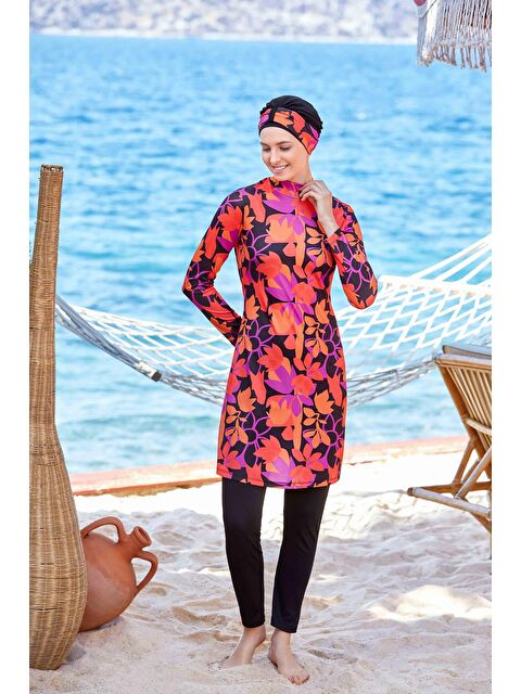 Fullamoda Desenli 4 Lü Tesettür Mayo - S000380806-20013