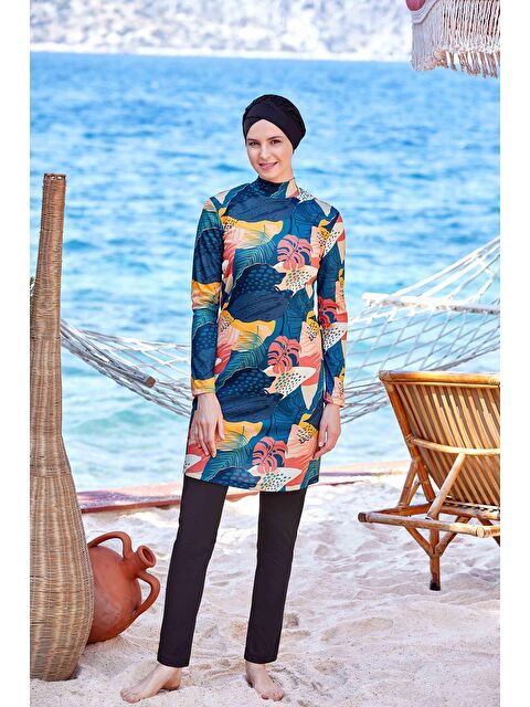 Fullamoda Desenli 4 Lü Tesettür Mayo - S000380806-18547