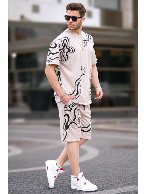 Madmext Bej Desenli Erkek Şort %100 Pamuk Takımı 5948 - S000157005-19928