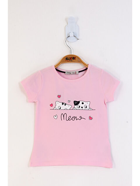 Toontoykids Kız Çocuk Kedi Baskılı Tişört