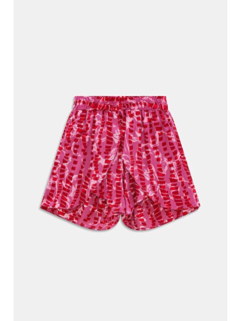 Saade Mor Kadın Beli Lastikli Önü Parçalı Dokuma Şort - Viskon - S000497499-20042