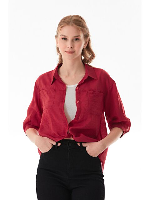 Fullamoda Basic Body Detaylı Çift Cepli Crop Gömlek - S000384195-19951