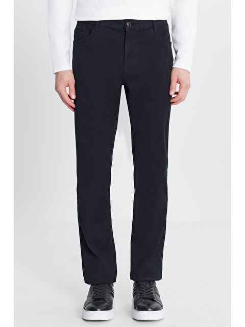 Altınyıldız Classics Erkek Siyah Pamuklu Slim Fit Dar Kesim Armürlü 5 Cepli Esnek Casual Pantolon