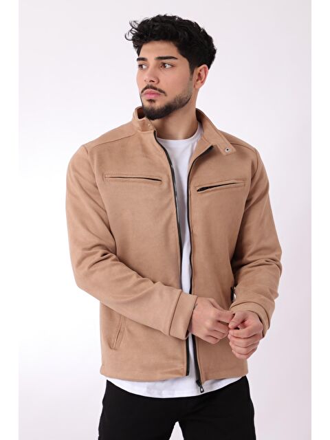 Stilkombin Göğüs Fermuarlı Hakim Yaka Süet Mevsimlik Erkek Ceket PLDP 2904 - S000114282-19928