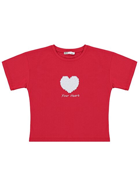 Civil Girls Kalpli 4-9 Yaş Tişört - Kırmızı