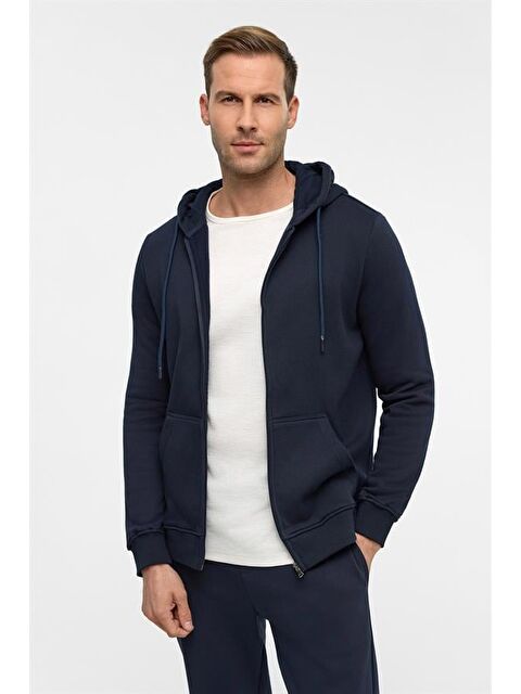 Süvari Lacivert Regular Düz Bisiklet Yaka Sweatshirt - S000495469-21164