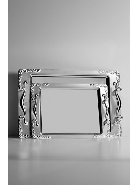 Nehir Lalezar Saten 2'li Çelik Tepsi Seti