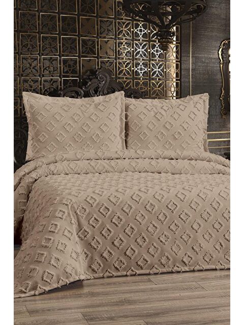 Çeyiz Diyarı Karoks 3 Parça Çift Kişilik Pike Takımı Bej - S000493363-19928